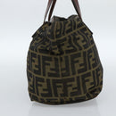 FENDI Zucca Canvas Hand Bag Black Brown Auth ka4624-4
