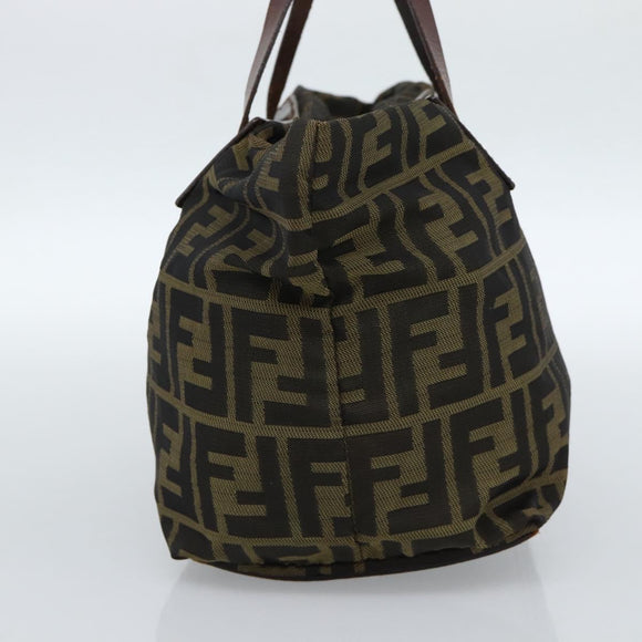 FENDI Zucca Canvas Hand Bag Black Brown Auth ka4624