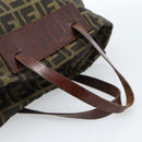 FENDI Zucca Canvas Hand Bag Black Brown Auth ka4624-7