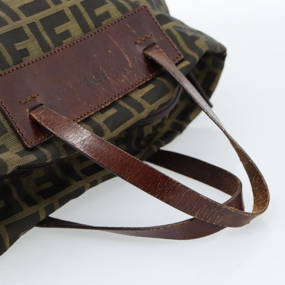 FENDI Zucca Canvas Hand Bag Black Brown Auth ka4624