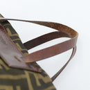 FENDI Zucca Canvas Hand Bag Black Brown Auth ka4624-8