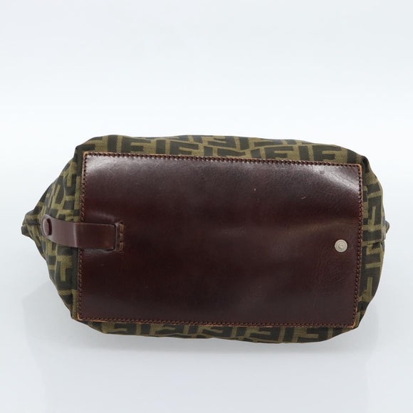 FENDI Zucca Canvas Hand Bag Black Brown Auth ka4624