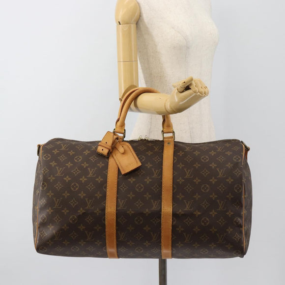 LOUIS VUITTON Monogram Keepall Bandouliere 50 Boston Bag M41416 LV Auth ka4628