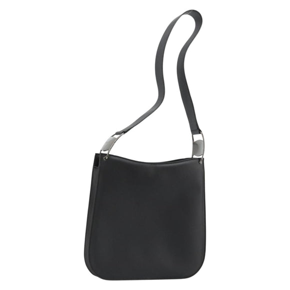 Salvatore Ferragamo Vala Shoulder Bag Leather Black Silver Auth ka4630