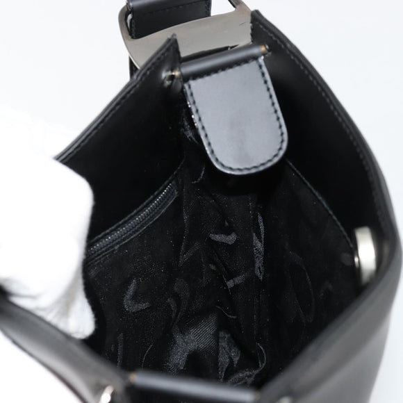 Salvatore Ferragamo Vala Shoulder Bag Leather Black Silver Auth ka4630