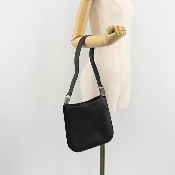 Salvatore Ferragamo Vala Shoulder Bag Leather Black Silver Auth ka4630