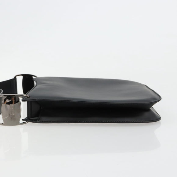 Salvatore Ferragamo Vala Shoulder Bag Leather Black Silver Auth ka4630