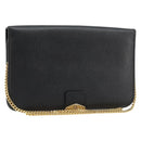 Christian Dior Chain Shoulder Bag Leather Black Gold Auth ka4632-1