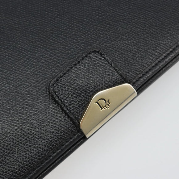 Christian Dior Chain Shoulder Bag Leather Black Gold Auth ka4632