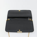 Christian Dior Chain Shoulder Bag Leather Black Gold Auth ka4632-15