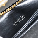 Christian Dior Chain Shoulder Bag Leather Black Gold Auth ka4632-16