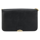 Christian Dior Chain Shoulder Bag Leather Black Gold Auth ka4632-2