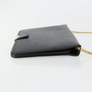 Christian Dior Chain Shoulder Bag Leather Black Gold Auth ka4632-4