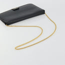 Christian Dior Chain Shoulder Bag Leather Black Gold Auth ka4632-7