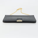 Christian Dior Chain Shoulder Bag Leather Black Gold Auth ka4632-9