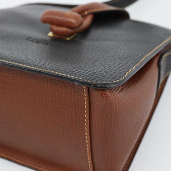 LOEWE Shoulder Bag Leather Black Brown Gold Auth ka4636A