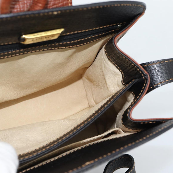 LOEWE Shoulder Bag Leather Black Brown Gold Auth ka4636A