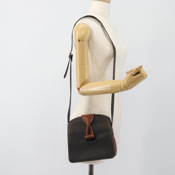 LOEWE Shoulder Bag Leather Black Brown Gold Auth ka4636A