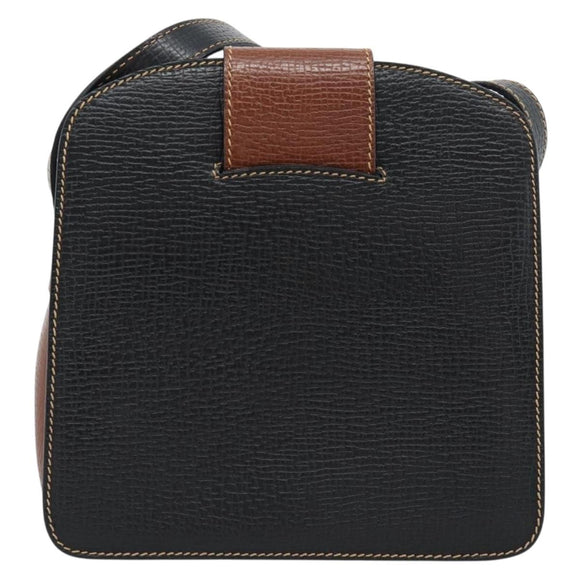 LOEWE Shoulder Bag Leather Black Brown Gold Auth ka4636A