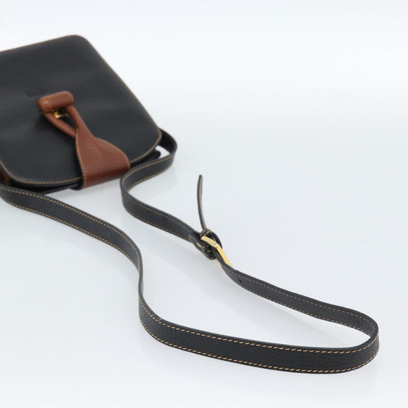 LOEWE Shoulder Bag Leather Black Brown Gold Auth ka4636A
