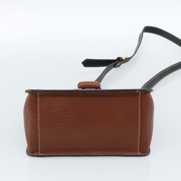 LOEWE Shoulder Bag Leather Black Brown Gold Auth ka4636A