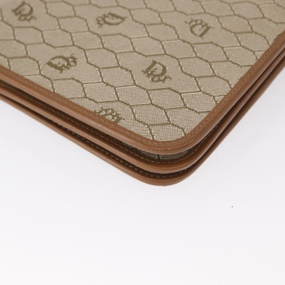 Christian Dior Honeycomb Canvas Chain Shoulder Bag PVC Beige Gold Auth ka464