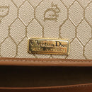 Christian Dior Honeycomb Canvas Chain Shoulder Bag PVC Beige Gold Auth ka464-11