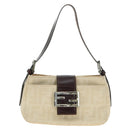 FENDI Zucca Canvas Mamma Baguette Shoulder Bag White Silver Auth ka4640M-2