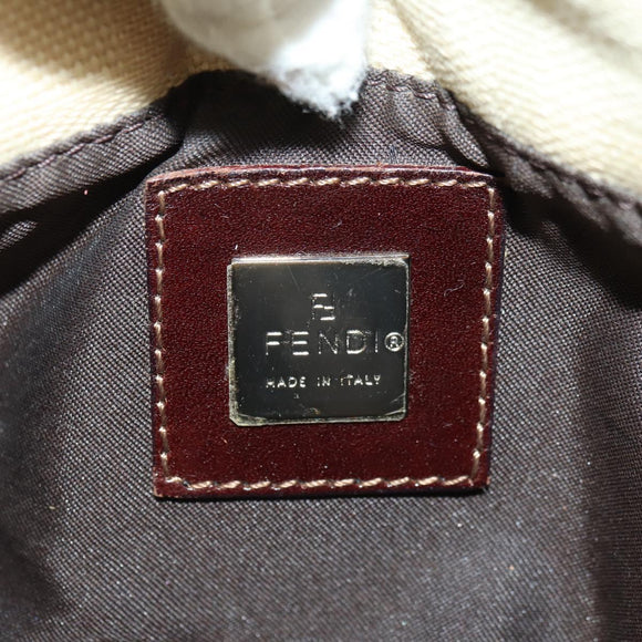 FENDI Zucca Canvas Mamma Baguette Shoulder Bag White Silver Auth ka4640M