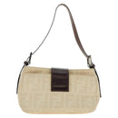 FENDI Zucca Canvas Mamma Baguette Shoulder Bag White Silver Auth ka4640M-3