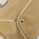 PRADA Hand Bag Leather Beige Gold Auth ka4641-17