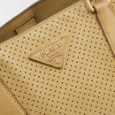 PRADA Hand Bag Leather Beige Gold Auth ka4641-18