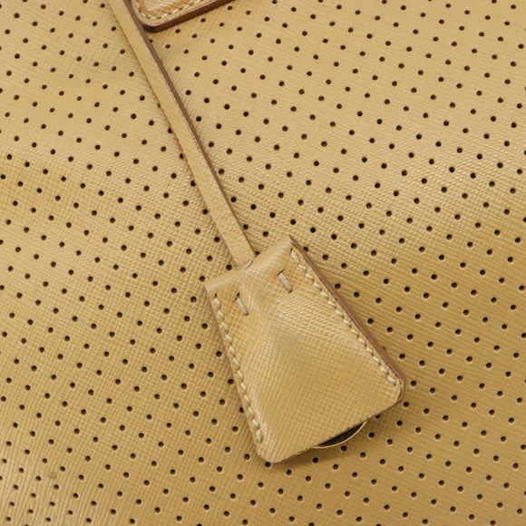 PRADA Hand Bag Leather Beige Gold Auth ka4641