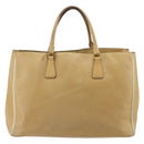 PRADA Hand Bag Leather Beige Gold Auth ka4641-2