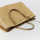 PRADA Hand Bag Leather Beige Gold Auth ka4641-6