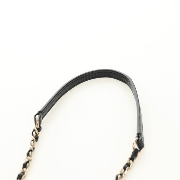 CHANEL Matelassé Perlenketten-Schultertasche Lammleder Schwarz Gold CC Auth ka4643M