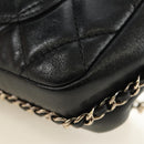 CHANEL Matelassé Perlenketten-Schultertasche Lammleder Schwarz Gold CC Auth ka4643M-19
