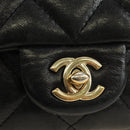 CHANEL Matelassé Perlenketten-Schultertasche Lammleder Schwarz Gold CC Auth ka4643M-20