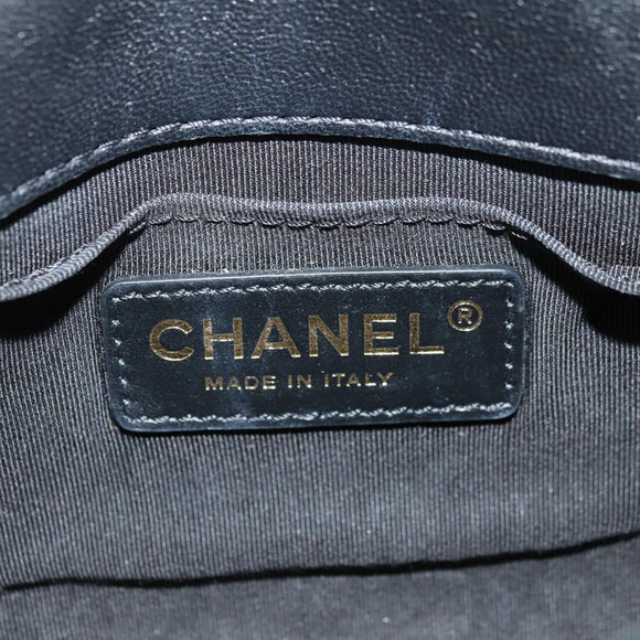 CHANEL Matelassé Perlenketten-Schultertasche Lammleder Schwarz Gold CC Auth ka4643M