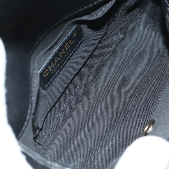 CHANEL Matelassé Perlenketten-Schultertasche Lammleder Schwarz Gold CC Auth ka4643M