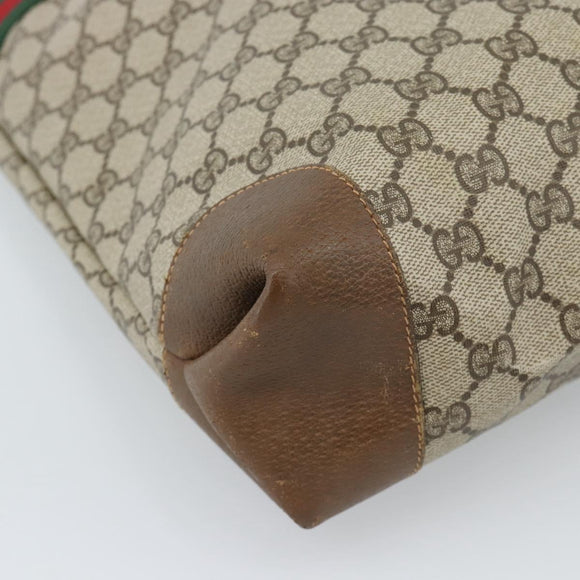 GUCCI GG Supreme Web Sherry Line Bag PVC Brown Gold 002 904 0131 Auth ka4645