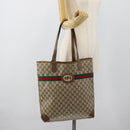 GUCCI GG Supreme Web Sherry Line Bag PVC Brown Gold 002 904 0131 Auth ka4645-20