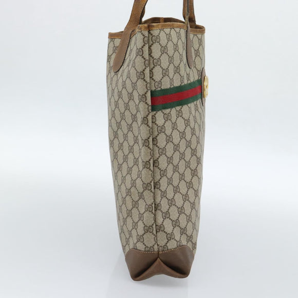 GUCCI GG Supreme Web Sherry Line Bag PVC Brown Gold 002 904 0131 Auth ka4645