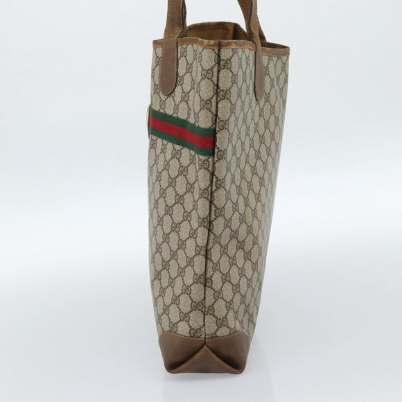 GUCCI GG Supreme Web Sherry Line Bag PVC Brown Gold 002 904 0131 Auth ka4645