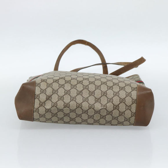 GUCCI GG Supreme Web Sherry Line Bag PVC Brown Gold 002 904 0131 Auth ka4645