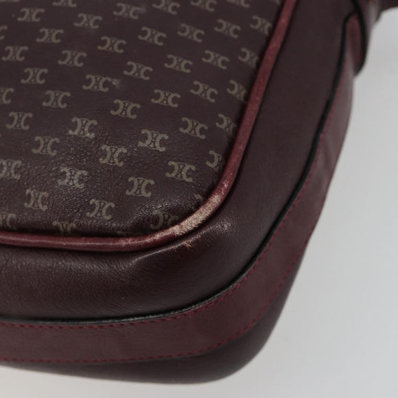 CELINE Umhängetasche Leder Bordeaux Gold Auth ka4652
