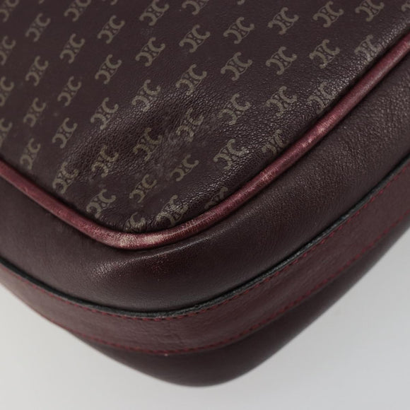 CELINE Umhängetasche Leder Bordeaux Gold Auth ka4652