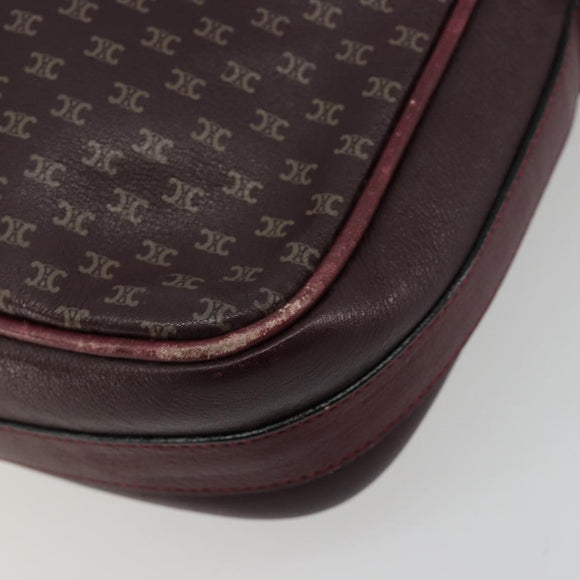 CELINE Umhängetasche Leder Bordeaux Gold Auth ka4652