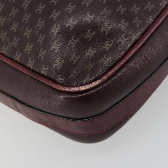 CELINE Umhängetasche Leder Bordeaux Gold Auth ka4652