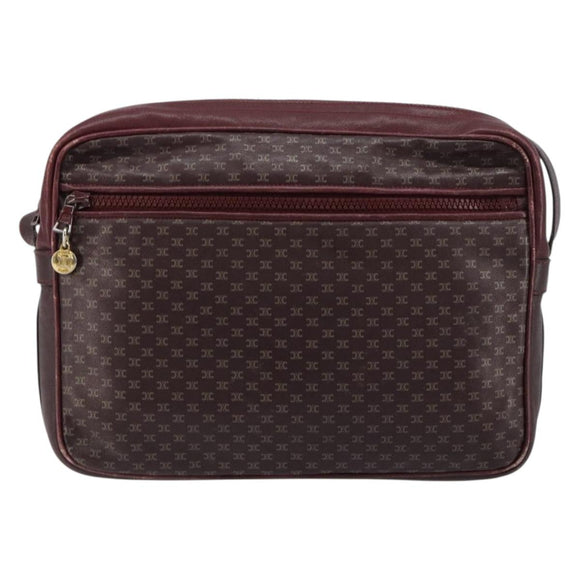 CELINE Umhängetasche Leder Bordeaux Gold Auth ka4652